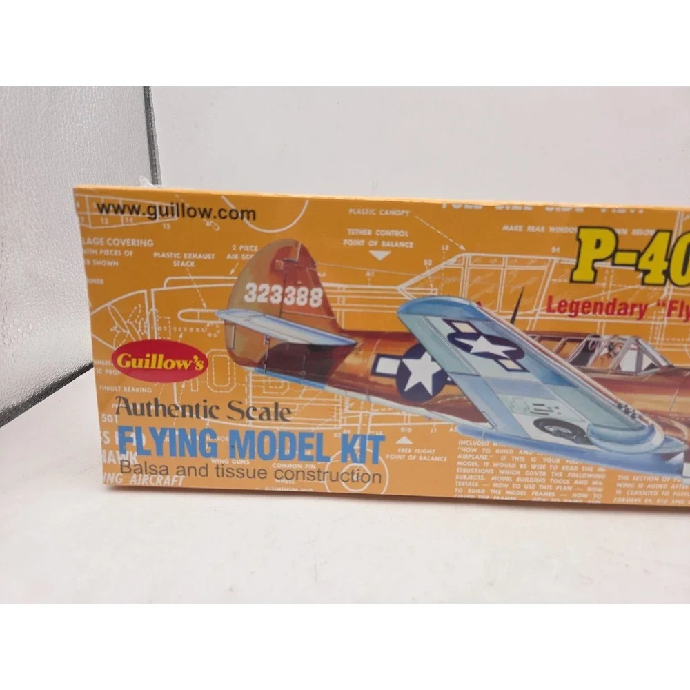 Guillow P-40 Warhawk Balsa And Tissue Flying Model Kit 501 Band Power 16.5